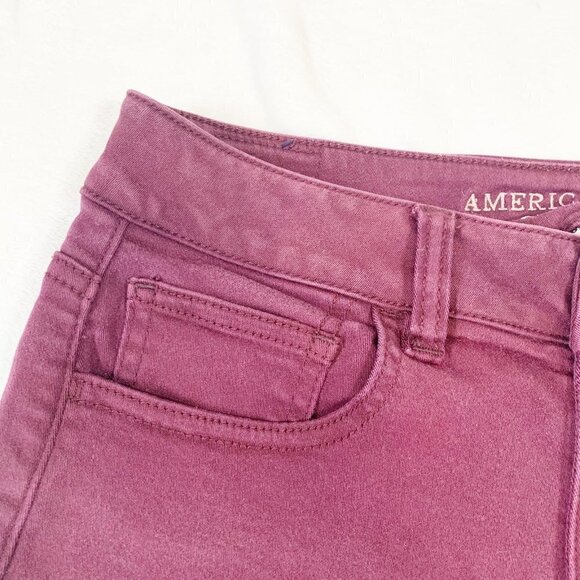 American Eagle purpleish hi-rise shortie cutoff stretch denim shorts - Size 4 - Picture 3 of 10